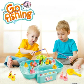 

Electric Water Cycle Fishing Toy with Music and Light Doule Race Duck Fishing Game for Children Girl Boys Toys Kids fishing 3+
