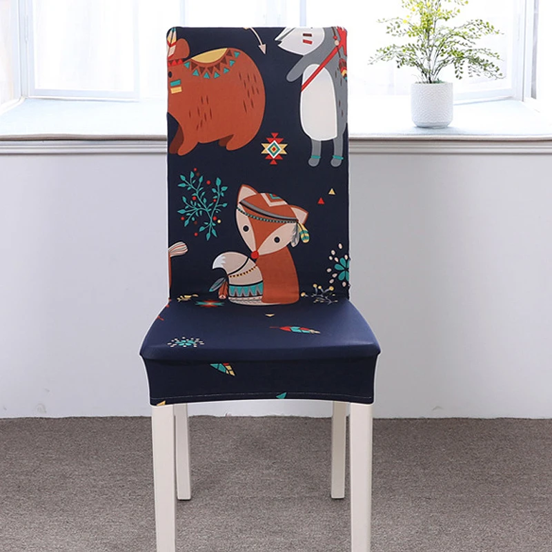 Buy 1Pc Spandex Elastic Animal Print Slipcovers Stretch Removable Dining Chair