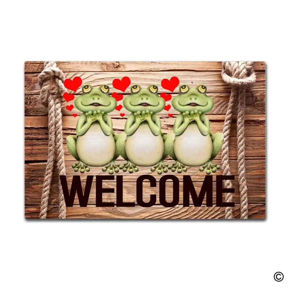 

Door Mat Entrance Mat Welcome Frog Love Non-slip Doormat Machine Washable Non-woven Fabric