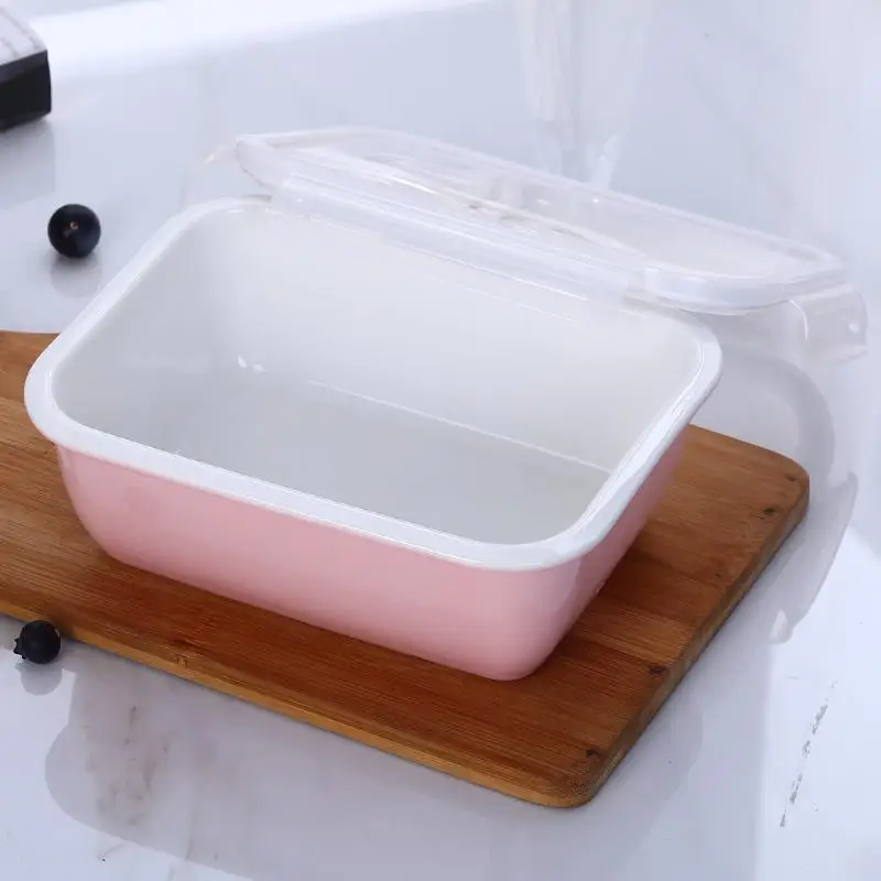 Керамика Коробки для обедов запечатаны четкими печь три Сетки посуда Портативный посуда Еда хранения Пикник отдых путешествия - Цвет: Pink 1 grid
