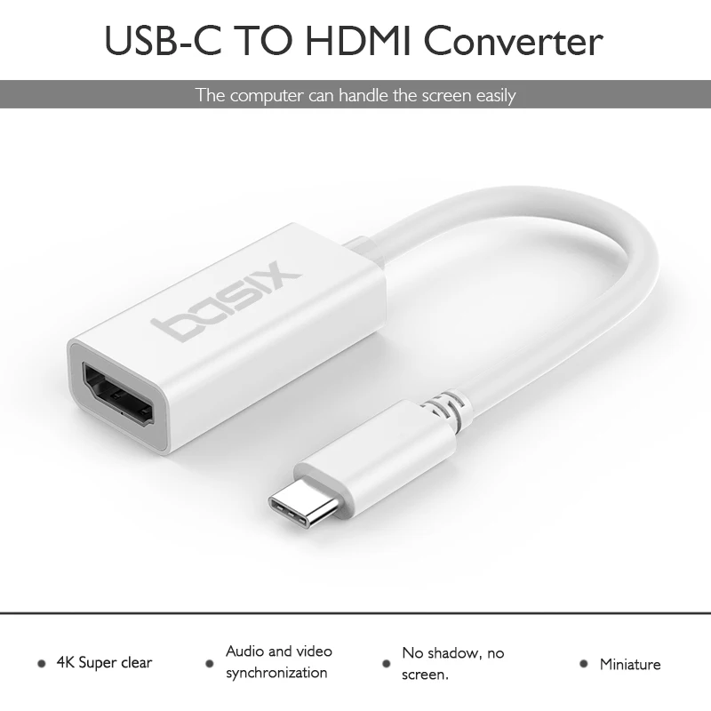 Basix 4 К Тип C 3,1 к HDMI мужчин и женщин USB C кабель адаптер конвертер для MacBook Chrome книга DELL Smasung фононов Новое