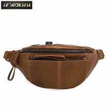 Новинка, качественная кожаная мужская Повседневная модная коричневая сумка на пояс для путешествий, нагрудная сумка, сумка-слинг, дизайнерский чехол для телефона, мужская сумка 203