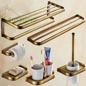

Luxury Brushed Bathroom Accessories Antique Square Base Copper Bathroom Hardware sets Bathroom Products Tw1