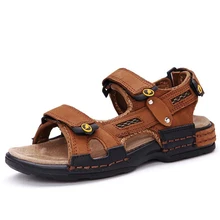 Brand Genuine Leather Children Shoes Boys Sandals Summer 2018 New Fashion Non-slip Kids Sandals Boys Shoes Casual Beach Shoes apakowa new real genuine leather kids boys sandals children closed toe summer shoes cutout boys sandals children leather sandals