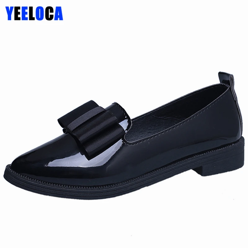 

YEELOCA Pumps Women Spring Autumn Pointed Toe Black Fashion Low Hoof Heels Butterfly knot Slip On Casual Shoes Woman
