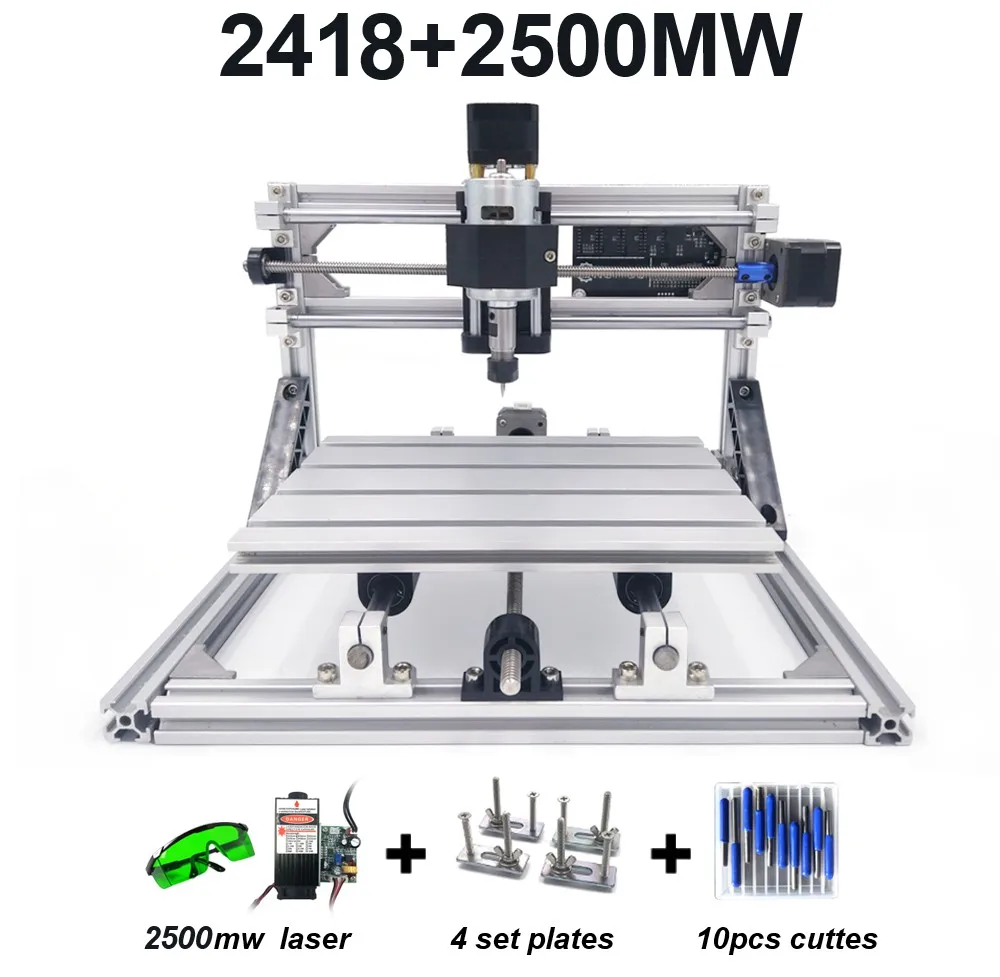 CNC 2418 с ER11, гравировальный станок с ЧПУ, фрезерный станок Pcb, станок для резьбы по дереву, мини фрезерный станок с ЧПУ, CNC 2418, лучшие подарки - Цвет: 2500mw