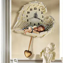 Fashion rustic wall clock swing silent font b watch b font angel modern fashion cupid clock