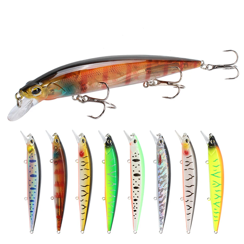 

1pcs Minnow Fishing Lure 14cm 18.3g Hard Bait Bass Fish Crankbait with 3 Fishing Hooks Japan Pesca Wobblers
