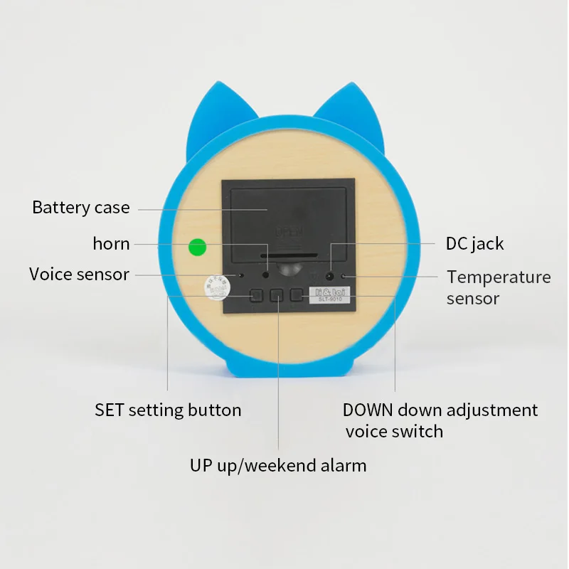 Милый Кот мультфильм силиконовый детский Будильник Деревянные Настольные Часы светодиодный Календарь Голосовое управление цифровой настольный часы детский подарок