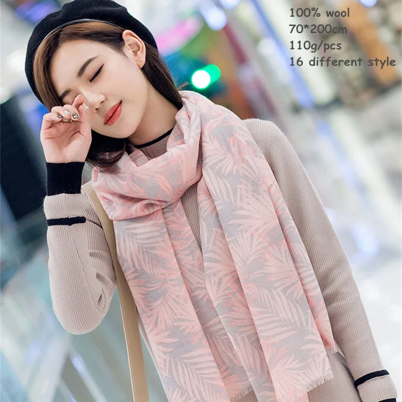 

Naizaiga 100% wool 80s print women spring shawl beautiful winter big size girl scarf ,QGQG1