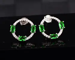 Windjune серебряное обручальное Boucles d'oreilles для женщин 925 серьги стержня стерлингового серебра зеленый кубический цирконий, ювелирные Pendientes Largos