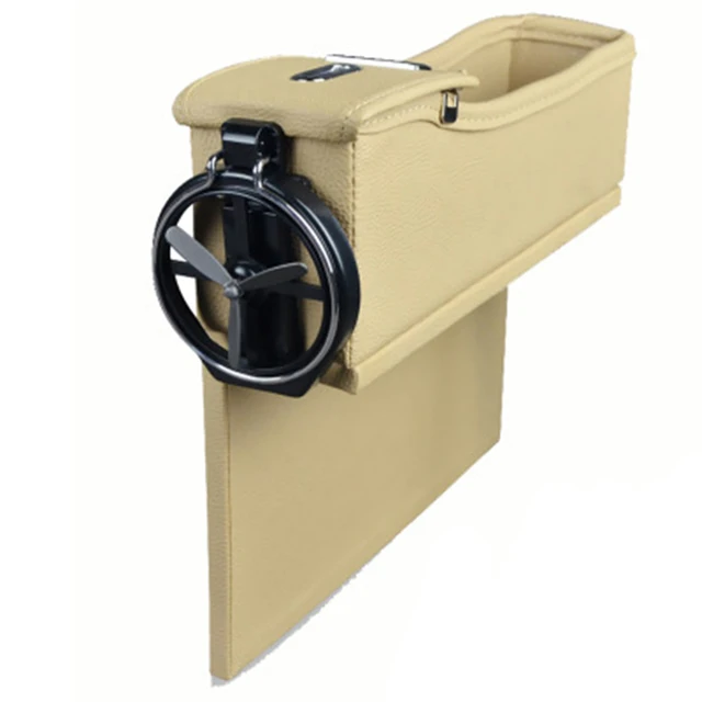 Faux Leather Coin Cup Holder Car Seat Gap Catcher Filler Storage