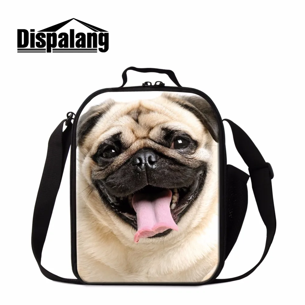 

Dispalang Pug Dog Lunch Bag for Kids Samll Crossbody Insulated Cooler Bag for Chidlren Animal Cute Lunch Box Container for Girls