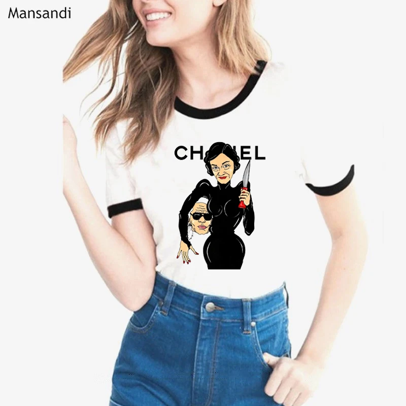 

Karl Lagerfeld T shirt women summer 2019 Vogue Funny tshirt femme Karl Who letters female T-shirt tumblr tops tees streetwear