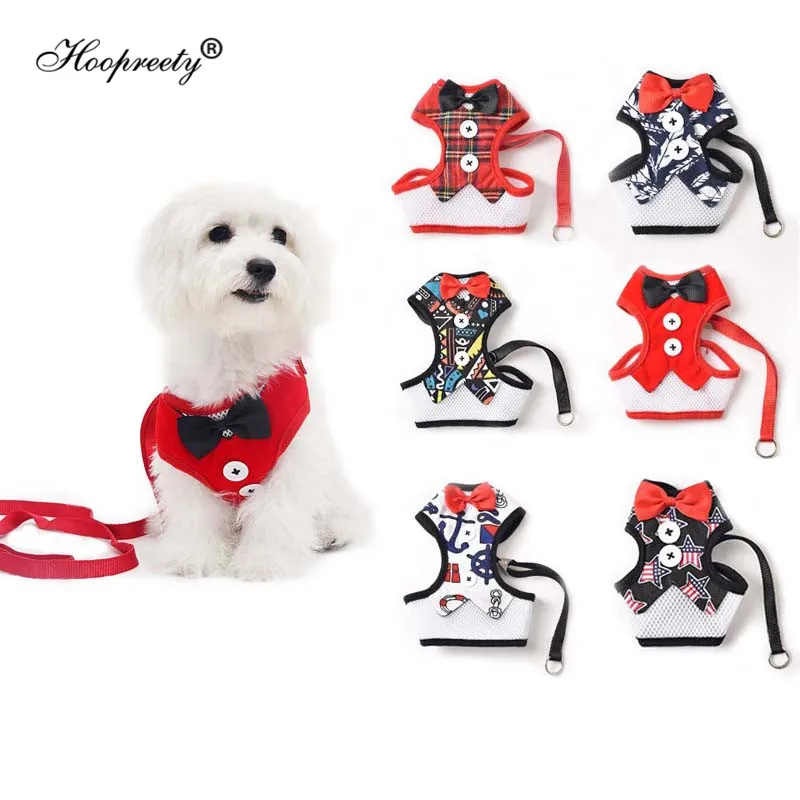 

Puppy Dog Harness Vest Mesh Small Dog Harness Nylon Breathable Pet Walking Harnesses Vest and Leash Set For Chihuahua Small Dogs