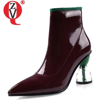 

ZVQ hot sale shoes woman autumn new fashion sexy pointed toe paty ankle boots outside super high heels zip shoes drop shipping