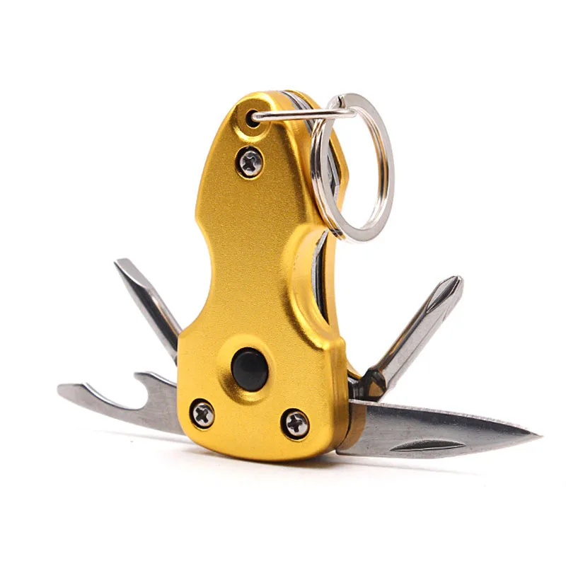 

Portable outdoor multi-function knife key clip with LED lights collapsible screwdriver EDC entrepreneurial tools