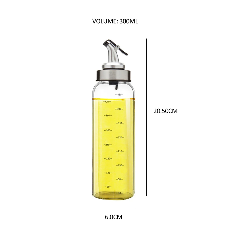 Кухонный диспенсер оливкового масла, распылитель для масла, стеклянный уксус 6 унций, 10 унций, 17 унций, бутылка для оливкового масла, уксус, Диспенсер, контейнер для масла - Цвет: 300ML