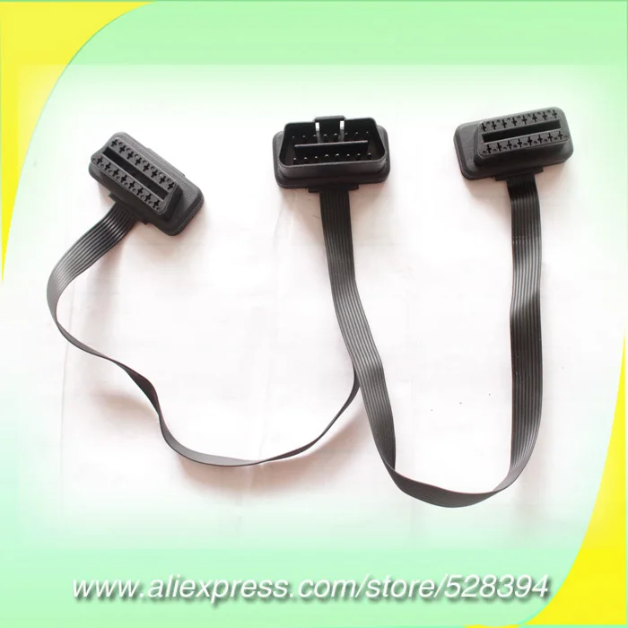 

5% Off Presell Ultra Thin High Quality OBDII Extension Cables Right Angle OBD II 2 16PIN Y Splitter Cable 1 Male to 2 Female