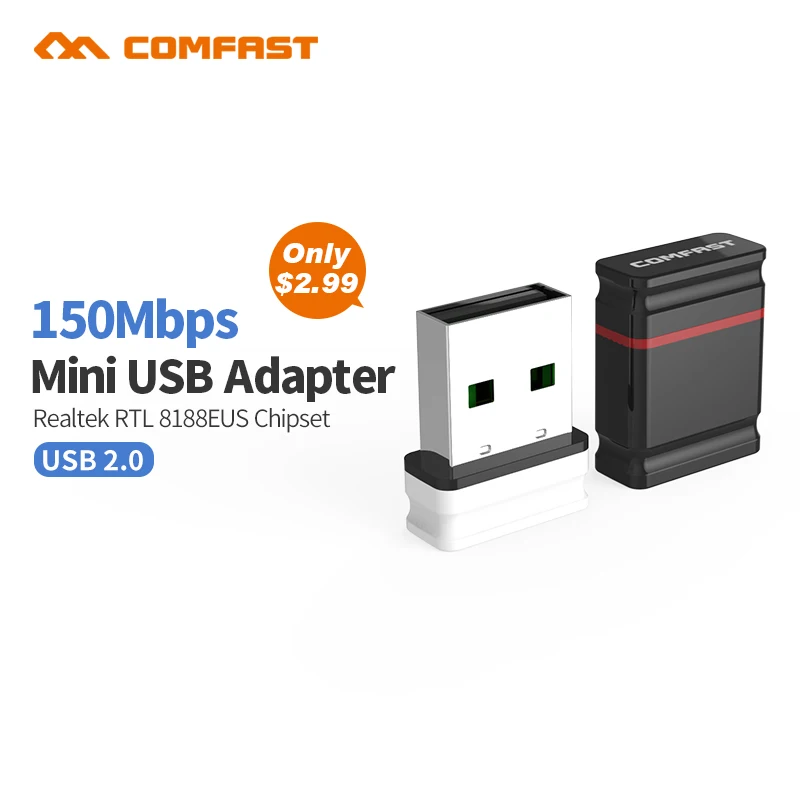 Comfast USB беспроводной Wifi адаптер Встроенная 2dBi Антенна 150 Мбит/с Wi fi сетевая LAN Карта