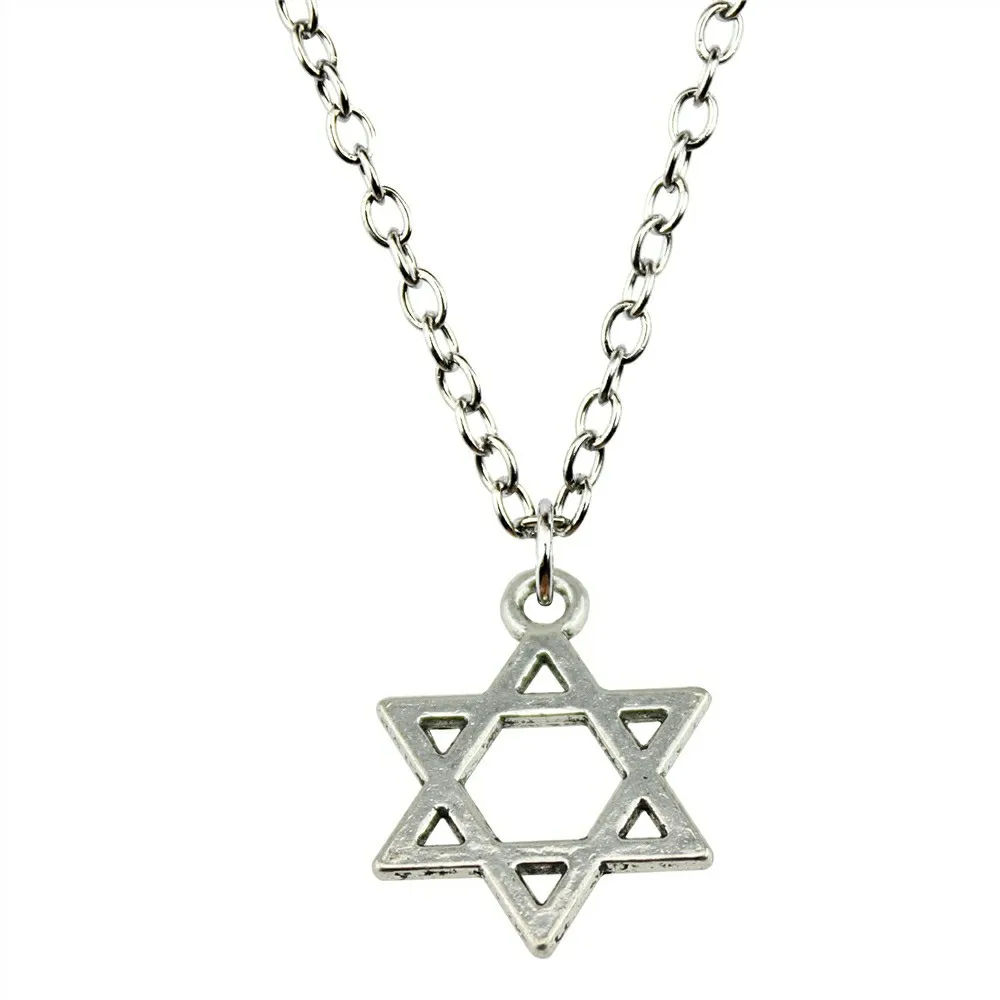 

2 Colors Antique Silver Antique Bronze Tone 21x16mm Star Of David Pendant Necklace For Women Jewelry Gift Dropshipping