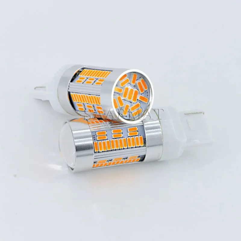 2 шт. Canbus T20 7440 W21W WY21W 105-SMD 2000LM Янтарный Желтый Canbus обратный светильник передний задний поворотник DRL дневные ходовые огни