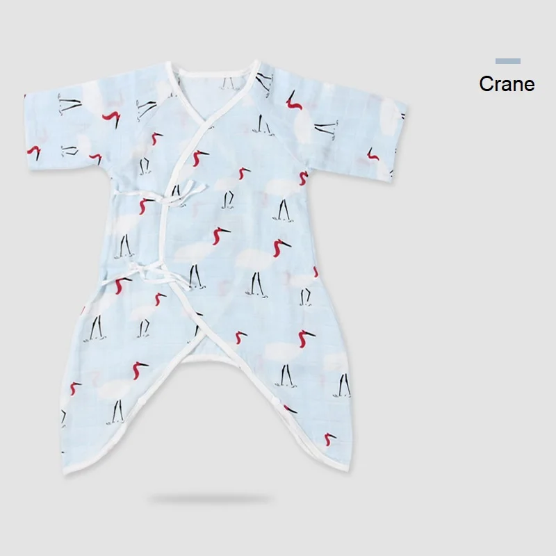 Одежда для малышей; летние комбинезоны; пижамы для мальчиков; Комбинезоны для маленьких девочек с милым рисунком; Одежда для новорожденных из органического хлопка и газа; Roupa - Цвет: Crane