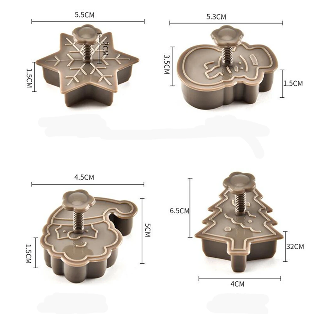 4 шт. DIY рождественская елка Снеговик Пластиковая форма для выпечки Кухня печенье формочка печенья Плунжерные инструменты для украшения тортов из мастики