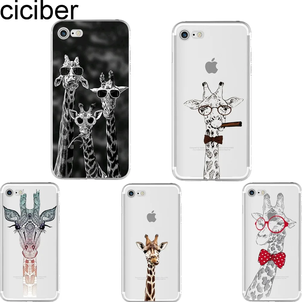 

ciciber Cute Animal Giraffe Pattern Design soft silicon phone cases cover For iPhone 6 6S 7 8 plus 5S SE X Capinha Coque Fundas