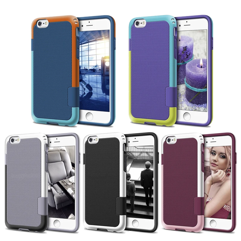 Funda resistente a prueba de golpes de impacto híbrida de alta resistencia para iPhone 8 7 6 6 S Plus funda dura PC + fundas de teléfono de silicona de goma suave Funda resistente a prueba de golpes de impacto híbrida de alta resistencia para iPhone 8 7 6 6 S Plus funda dura PC + fundas de teléfono de silicona de goma suave