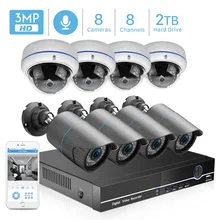 8CH 2MP POE NVR комплект камеры безопасности CCTV система 3MP Крытый открытый аудио запись звука IP купольная камера P2P комплект видеонаблюдения