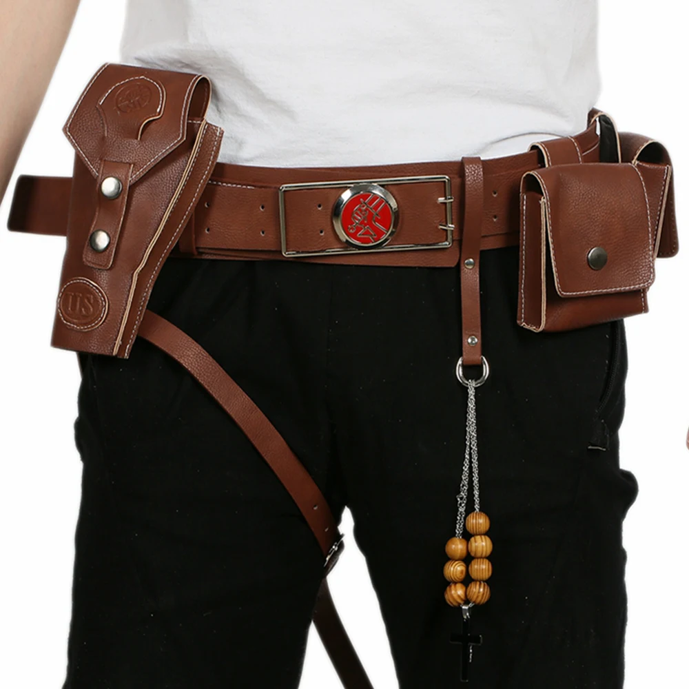 Hellboy Cosplay Belt Gun Holster Costume Prop Halloween Leather Party Men Xcoser