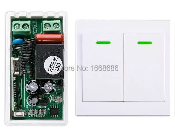

New AC220V 1CH Wireless Remote Control Switch System Receiver + Wall Panel Remote Transmitter Sticky Remote Smart Home Switch
