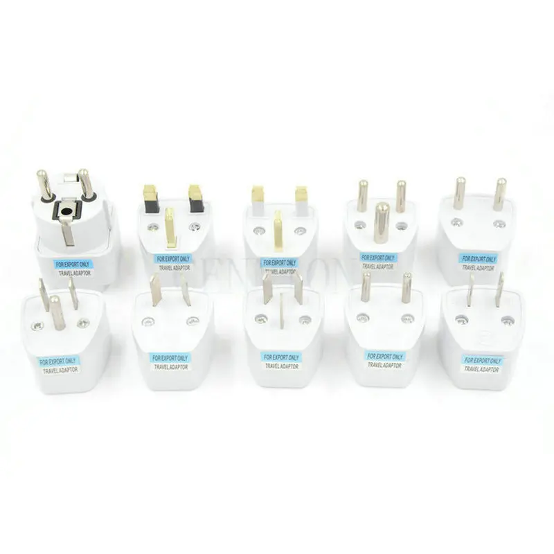 

White To EU US AU DE UK AC Power Plug Trip Travel Adaptor Converter for Tour 100pcs free express