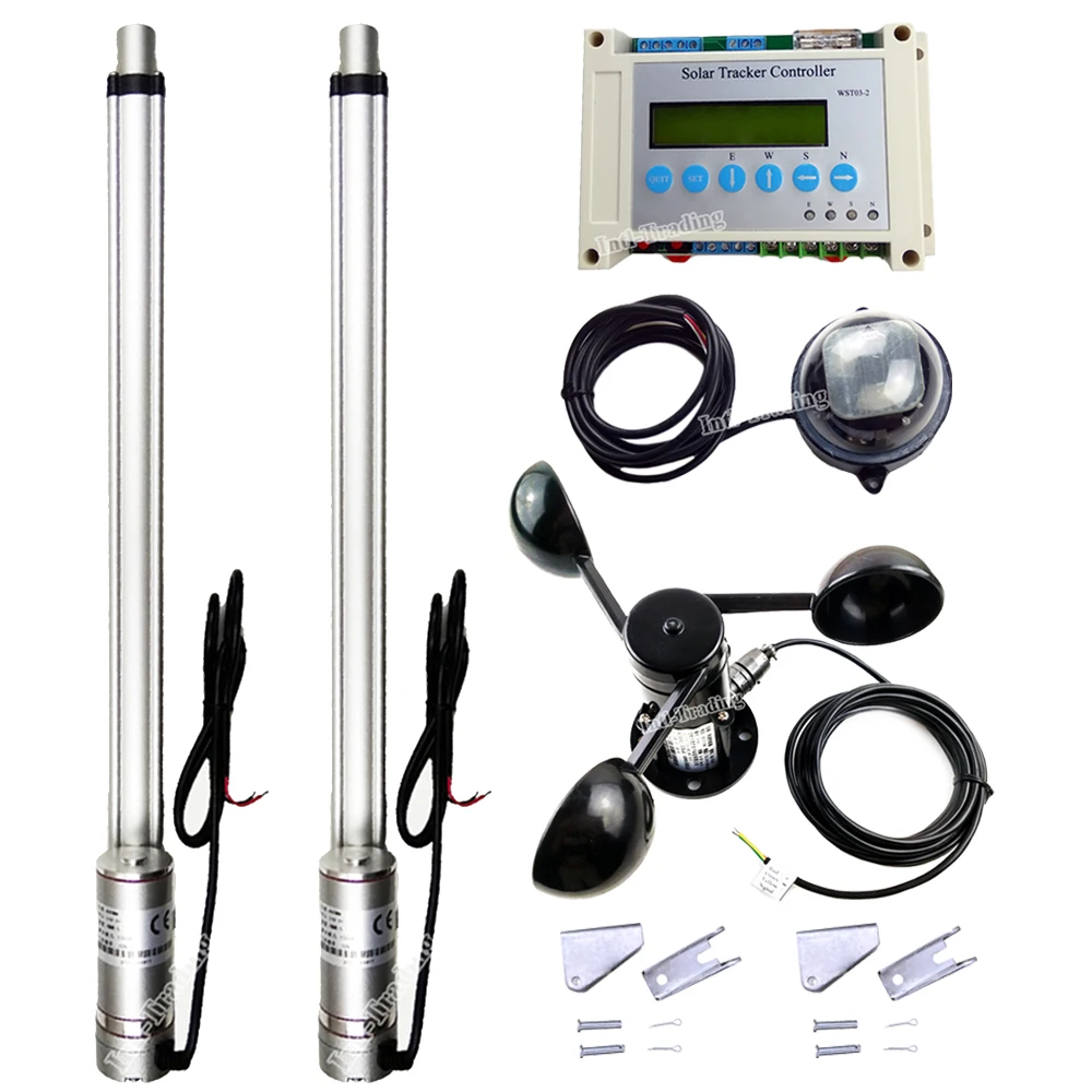 

LCD Solar Tracking Tracker W/ 18" Linear Actuators 4mm/s Motor W/ Electronic Controller W/ Anemometer for Dual Axis PV Sun Track