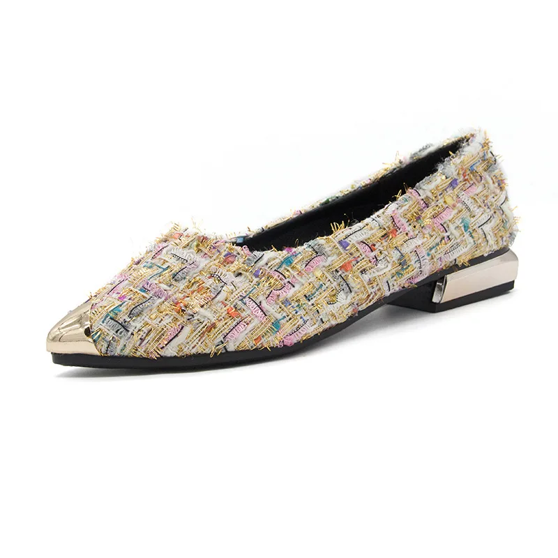 

2019 new spring autumn shallow mouth flat shoes female version of the single shoes pointed flat with large size women's shoes