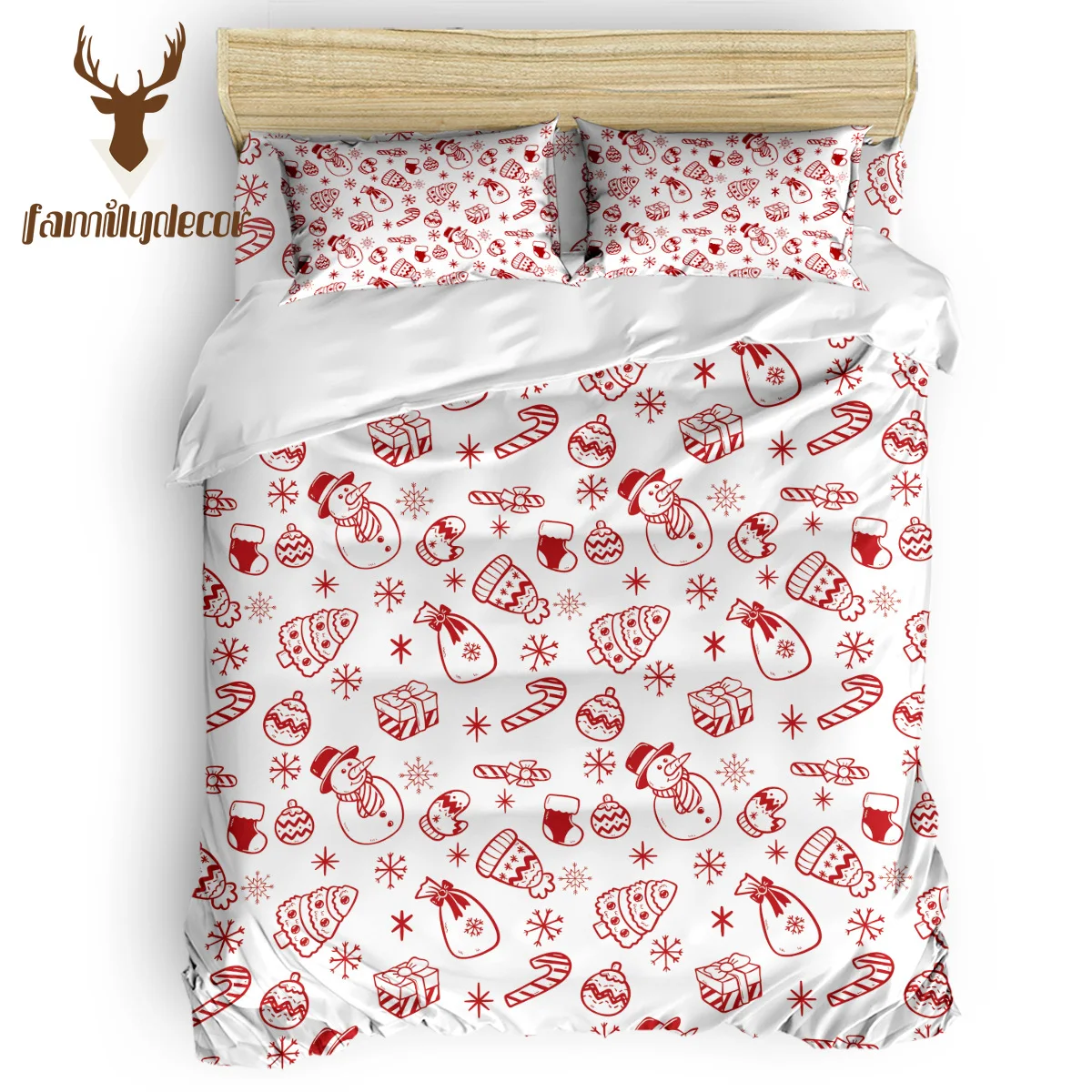

Family Decor Christams Santa Present Snowman George Washington's Birthday 4 Pcs Bedding Sets Quilt Bedding Set Forefather's Day