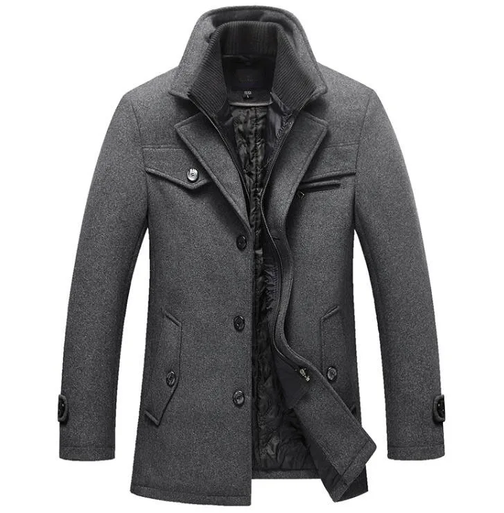 Новинка, зимнее шерстяное пальто, приталенные куртки, мужская повседневная теплая верхняя одежда, куртка и пальто, Мужское пальто, размер M-4XL, Прямая поставка