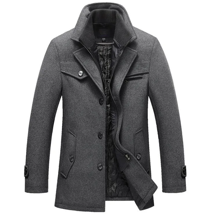 slim fit wool overcoat
