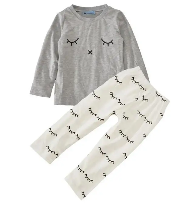 4sets/lot toddler girls clothing sets long sleeve sleeping (shirt+pants