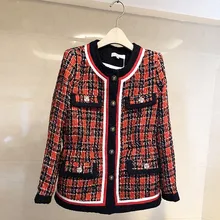 Новинка, подиумная Роскошная брендовая куртка, пальто для женщин, зима, весна, модный стиль, красивый приталенный твидовый пиджак в клетку