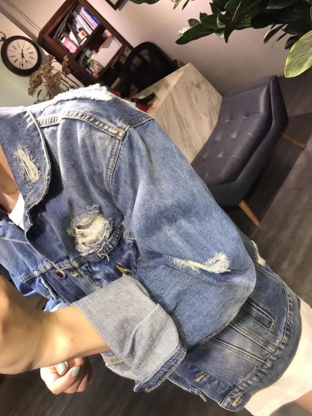 Nouveau Denim Trou Manteau Veste Printemps Tutu 2018 Femmes OwqgF7O