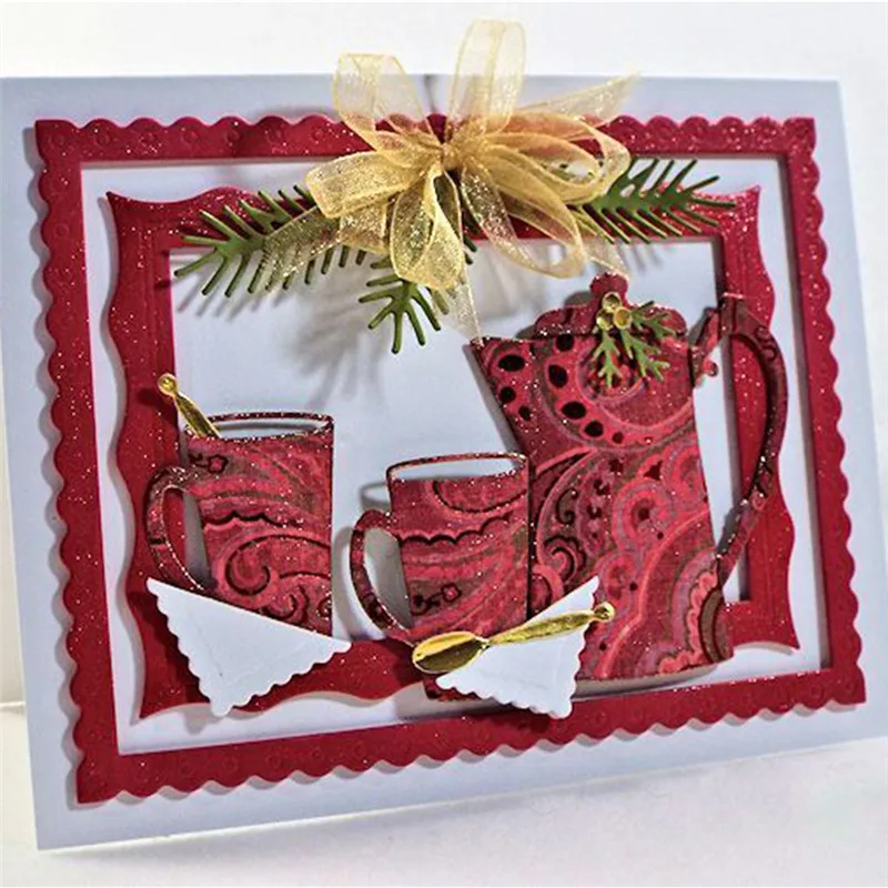 DiyArts Dies Cutting Coffee Drink Set Dies Metal Cutting Dies Paper Craft Die Cut for Scrapbooking Card Making Album DIY