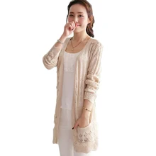 2017 Ladies Crochet Tops Fashion Women Beach Cardigan Spring Summer Hollow Out Knitted Sweaters Size Rebecas Mujer