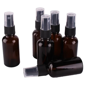 

6pcs 30ml Amber Glass Spray Bottle w/ Black Fine Mist Sprayer essential oil bottles empty cosmetic containers