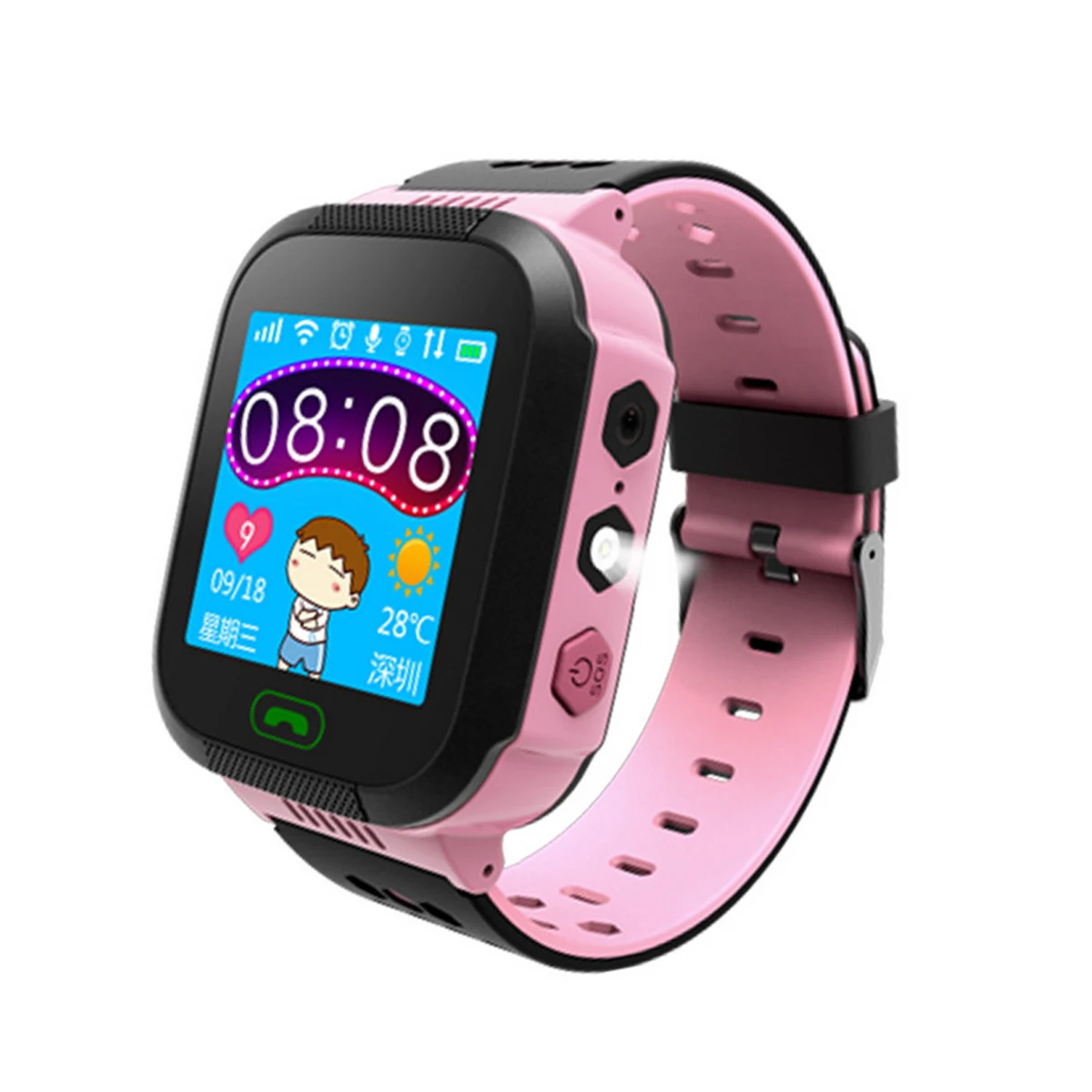 Q528 gps Смарт часы с камерой фонарик детские часы SOS девушка вызова расположение устройства трекер для детей безопасный - Цвет: Розовый