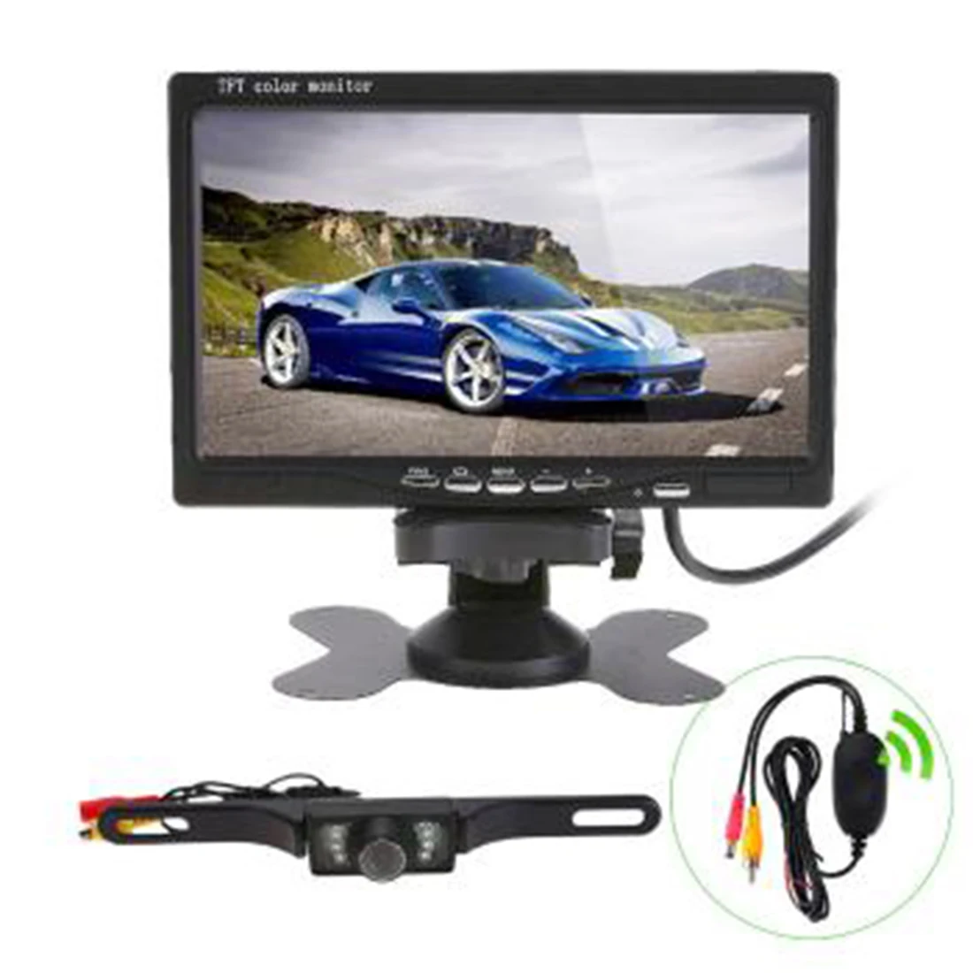 

Marsnaska new High Quality 7inch TFT LCD Car Rear View Reverse Monitor + Wireless Transmitter + 7 LE
