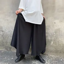 Мужские и женские уличные хип-хоп панк готические шаровары брюки-кимоно для мужчин японский стиль неправильный дизайн широкие брюки юбки