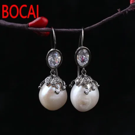 

925 silver natural pearl earrings