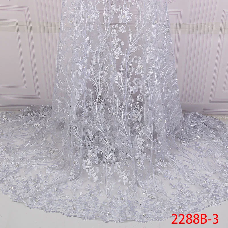 

2018 High Quality African Lace Fabric Pure French Net Embroidery Tulle Lace Fabric For Nigerian Wedding Party Dress XZ2288B-2